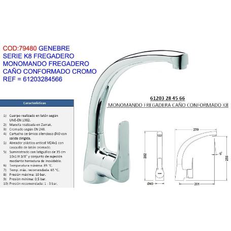 GENEBRE GRIFO K8 MONOMAND FREGADERO C-CONFORMADO CR 61203284566