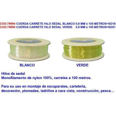 CUERDA CARRETE HILO SEDAL VERDE   0,9 MM X 100 METROS SD51