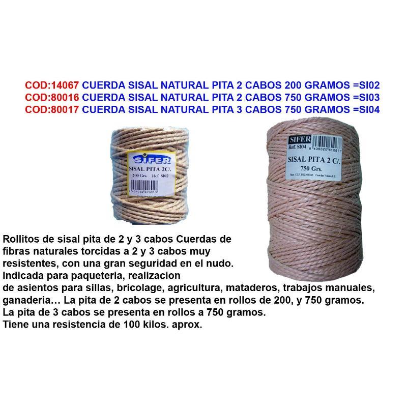 cuerda sisal/pita 2 cabos 750grs - Ferreteria El Rastrillo