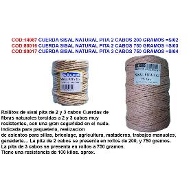 CUERDA SISAL NATURAL PITA 3 CABOS 750 GRAMOS  SI05 NUEVA SI04