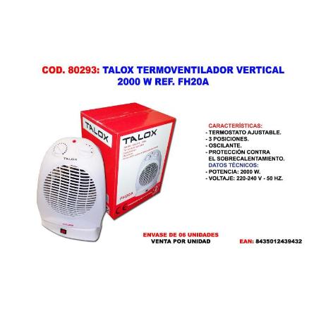 TALOX CALEFACTOR TERMOVENTILADOR OSCILANTE  VERTICAL 2000W FH20A