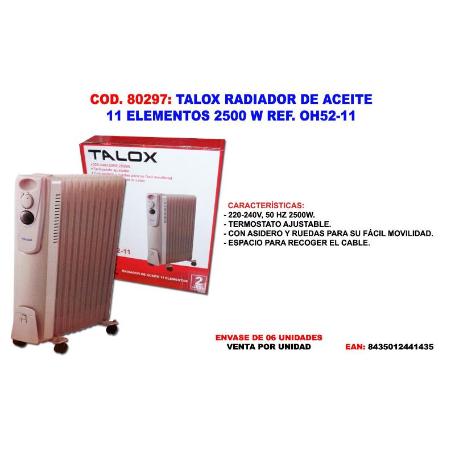 TALOX RADIADOR DE ACEITE 11 ELEMENTOS 2500 W 63 CM  OH52-11