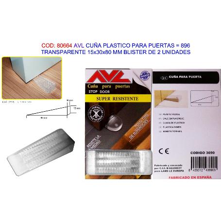 AVL CUÑA PLASTICO PUERTA TRANSPARENTE 15X30X80MM BL 2U 3690(896)