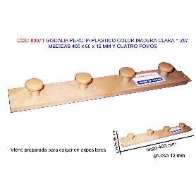 GISDALIA PERCHA PLASTICO MADERA CLARA 400X60X12MM 4 POMOS 287