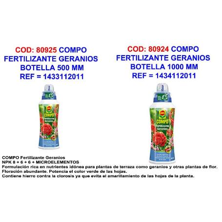 COMPO FERTILIZANTE GERANIOS   500 ML 1-2 1433112011