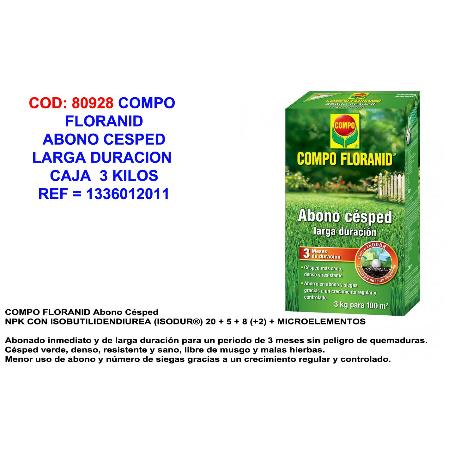 COMPO FLORANID ABONO CESPED LARGA DURACION 3 KG 1336012011