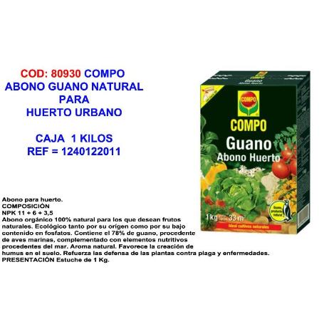 COMPO ABONO GUANO NATURAL PARA HUERTO URBANO 1 K 1240122011