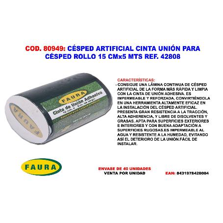 CESPED ARTIFICIAL CINTA UNION ADHESIV 1 CARA ROLLO 15CMX5M 42808