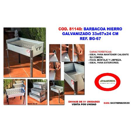 BARBACOA HIERRO GALVANIZADO 33 X 67 X 24 BG-67