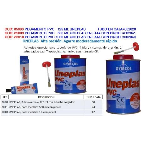 GYMCOL ADHESIVO PEGAMENTO COLA PVC  125 ML UNEPLAS TUBO  002028