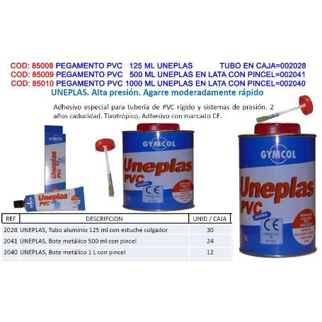 GYMCOL PEGAMENTO COLA PVC 1000 ML UNEPLAS LATA CON PINCEL 002040