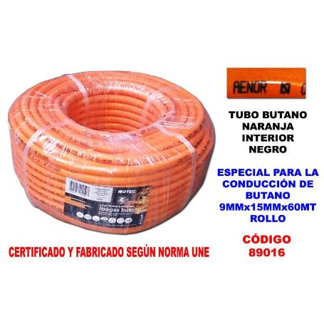 TUBO BUTANO NARANJA 9 MM X 15 MM X 60 METROS ROLLO