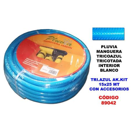 PLUVIA MANGUERA TRICOAZUL INTERIOR BLANCO KIT 15X25 MT+ACCESORIO