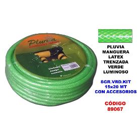 PLUVIA MANGUERA VERDE LATEX TRENZADA SGR.VRD.KIT 15X20 MT+ACCES.