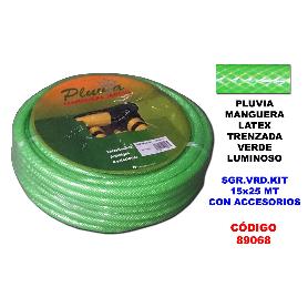 PLUVIA MANGUERA VERDE LATEX TRENZADA SGR.VRD.KIT 15X25 MT+ACCES.