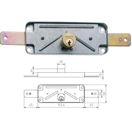 MCM CERRADURA SOBREPONER METALICA 1511AV  10  PERSIANA ZINCADA