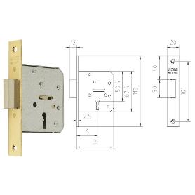 MCM CERRADURA EMBUTIR MADERA 1513-2-35 35 CANTO RECTO LATONADO