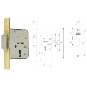 MCM CERRADURA EMBUTIR MADERA 1515-2-35 35 CANTO RECTO LATONADO