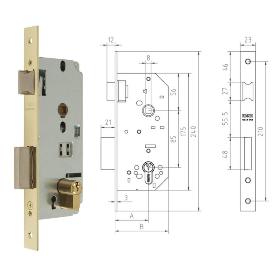 MCM CERRADURA EMBUTIR MADERA 1601-2-40 CANTO RECTO LATONADO