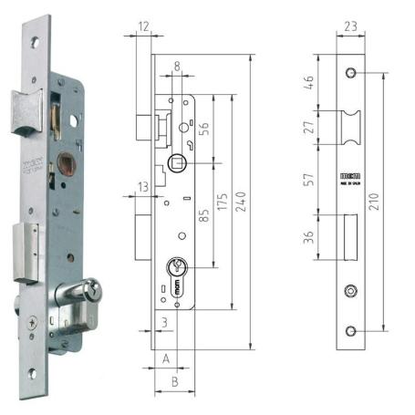 MCM CERRADURA EMBUTIR METALICA 1650-21 18 INOX CILIND.EURP.30X30