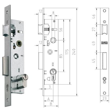 MCM CERRADURA EMBUTIR METALICA 2650-2513-A4111 25 INOX CIL.30X30