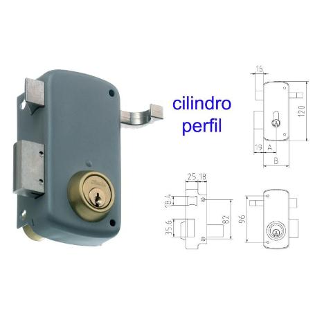 MCM CERRADURA SOBREPONER 2556AP-  60-DCHA PINTADA CILINDRO PERFI