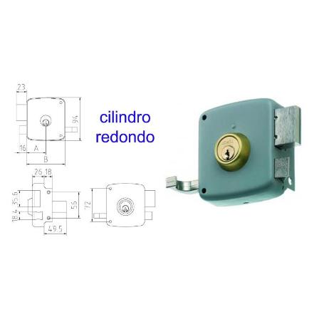 MCM CERRADURA SOBREPONER 2525PR-  80-IZQDA PINTADA CILINDRO REDO