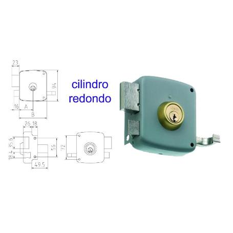 MCM CERRADURA SOBREPONER 2525PR-  80-DCHA PINTADA CILINDRO REDON