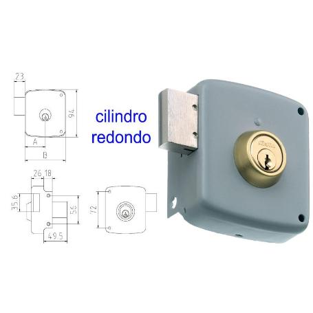 MCM CERRADURA SOBREPONER 2524PR-  80-DCHA PINTADA CILINDRO REDON