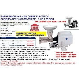 GARHE MAQUINA PICAR CARNE ELECT.1,5HP-GR9-120R CUBIER.Nº32 06365