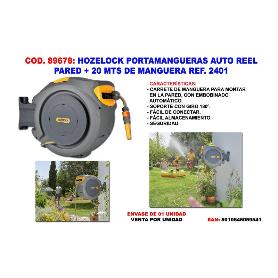 HOZELOCK PORTAMANGUERAS AUTO REEL PARED+20 M.MANGUERA 2401