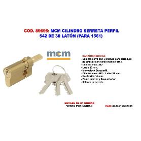 MCM CILINDRO SERRETA PERFIL 542 DE  30 X14.5 MM  LATON PARA 1561