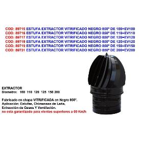 ESTUFA EXTRACTOR VITRIFICADO NEGRO 850º DE 100 EV100