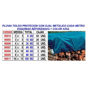 PLUVIA TOLDO PROTECCION+OJAL+REFUERZO   2X  3     6 M2 80GR AZUL