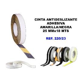 CINTA ANTIDESLIZANTE ADHESIVA 25MMX18MT.AMARILLA-NEGRA 220-23