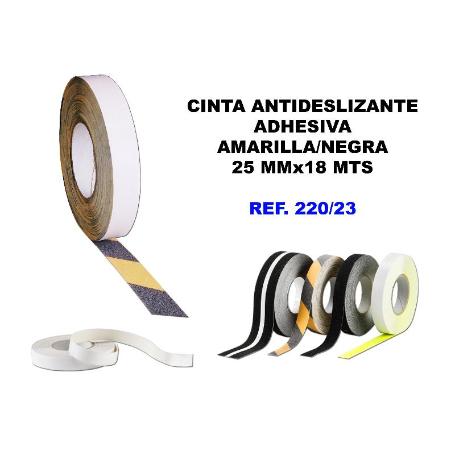 CINTA ANTIDESLIZANTE ADHESIVA 25MMX18MT.AMARILLA-NEGRA 220-23