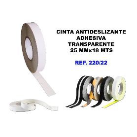 CINTA ANTIDESLIZANTE ADHESIVA 25MMX18MT.TRANSPARENTE 220-22