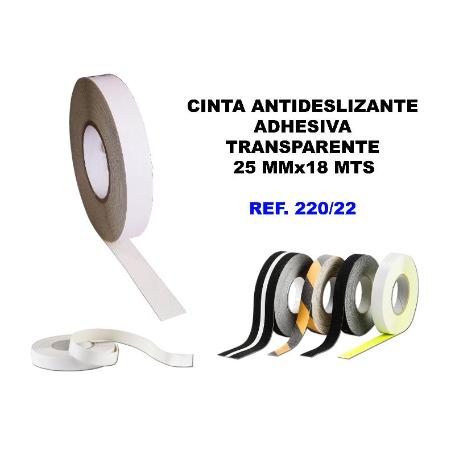 CINTA ANTIDESLIZANTE ADHESIVA 25MMX18MT.TRANSPARENTE 220-22