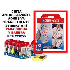 CINTA ANTIDESLIZANTE ADHESIVA 25MMX  5MT.TRANSP.BAÑO-DUCH 220-56