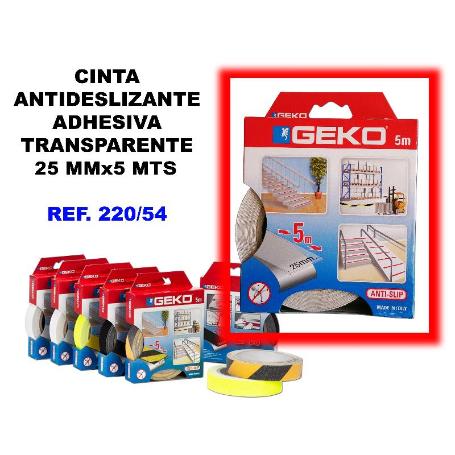 CINTA ANTIDESLIZANTE ADHESIVA 25MMX  5MT.TRANSPARENTE 220-54