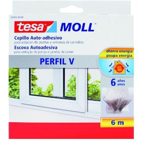 TESA BURLETE ADH V CEPILLO 4 MM VENTAN-PUERTA CORREDERA 6M 05365