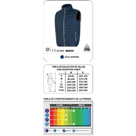 MARCA ROPA FRIO CHALECO PLUMAS LOKI AZUL MARINO S 288VTPS