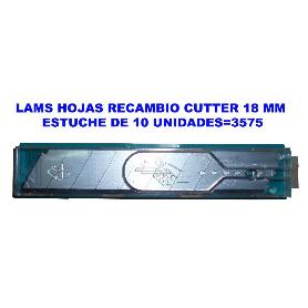 LAMS HOJAS RECAMBIO CUTTER 18 MM ESTUCHE  10 UNIDADES 3575