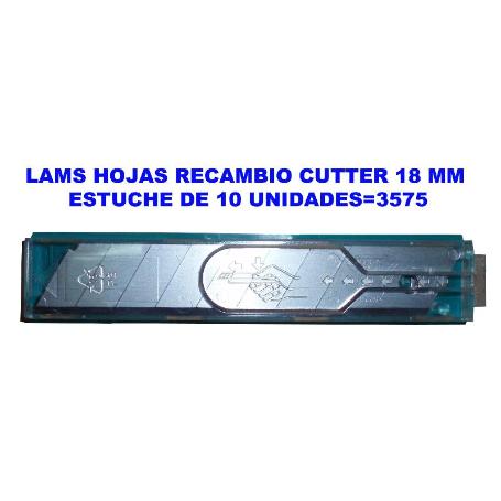 LAMS HOJAS RECAMBIO CUTTER 18 MM ESTUCHE  10 UNIDADES 3575