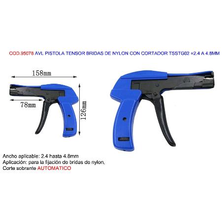 AVL PISTOLA TENSOR BRIDAS DE NYLON+CORTADOR TSSTG02  2.4-4.8MM