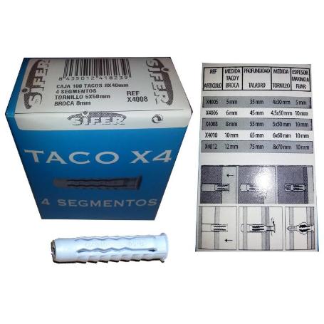 SIFER TACO SX4 NYL.GRIS   5X25 CAJA DE 150 UND X4005