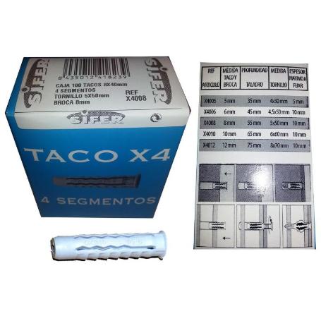 SIFER TACO SX4 NYL.GRIS 6X30 X4006  CAJA 100 UDES ( PRECIO-CAJA)