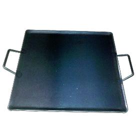 PLANCHA ASAR ACERO 4 MM CON 2 ASAS DE METAL 33 X 33