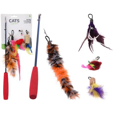 JUGUETE GATOS PLUMAS 4 PIEZAS SURTIDO BLISTER