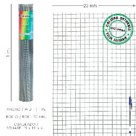 MALLA ELECTROSOLDADA GALVANIZADA 19X19 / 100 CM. ROLLO 25 METROS USO DOMESTICO